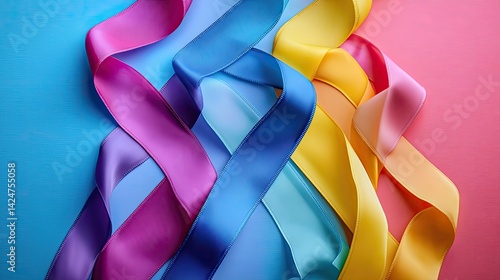 Obraz na płótnie World Cancer Day background. Colorful ribbons, cancer awareness. Multi-colored surface. w salonie