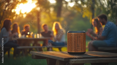 Obraz na płótnie Portable speaker at outdoor picnic w salonie