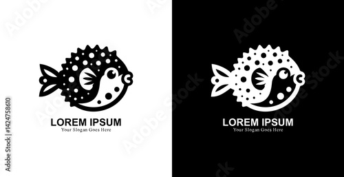 Puffer fish logo design with simple shape