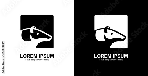 Logo design in the form of a tapir head combined with a square