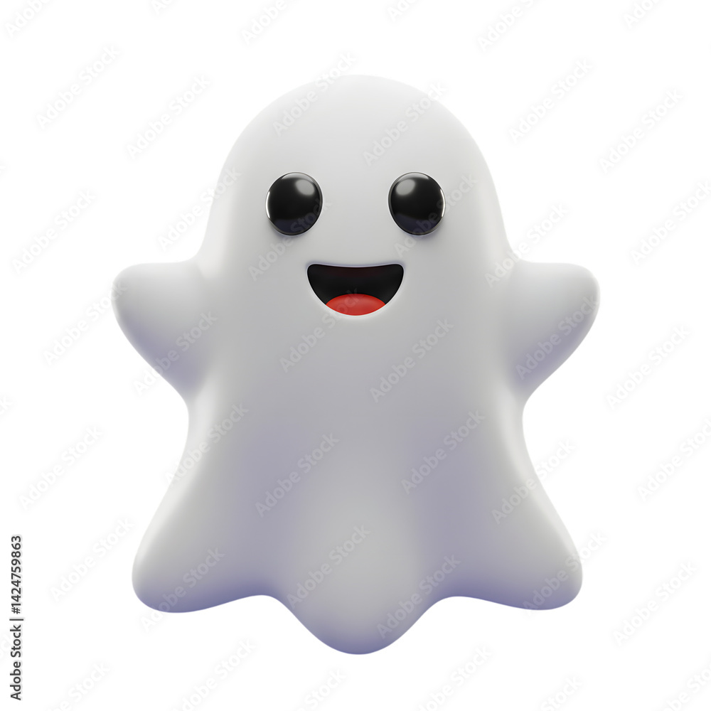 Cute 3D Ghost Character Isolated on PNG Background. Cute 3D Ghost Character Isolated on PNG Background.