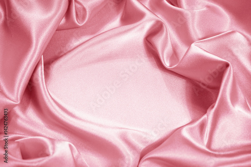 Obraz na płótnie Light soft pale pastel pink rose silk satin fabric background. Product space. Drapery. Show mockup presentation show podium display. Beauty luxury festive cosmetics perfume decoration gift. Design. w salonie