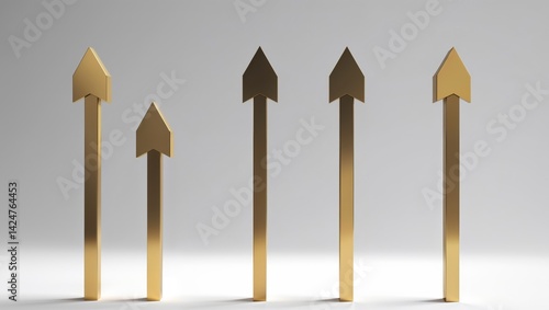 Golden arrows pointing upwards symbolizing growth and success