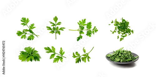 Fotografie Chopped Parsley Leaves Isolated