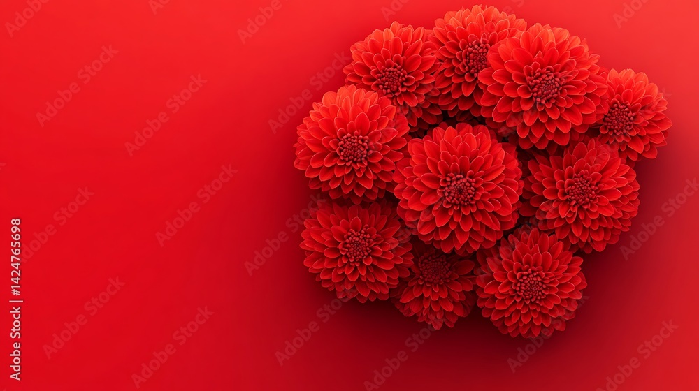 Red Dahlias on Red Background. Red Dahlias on Red Background.