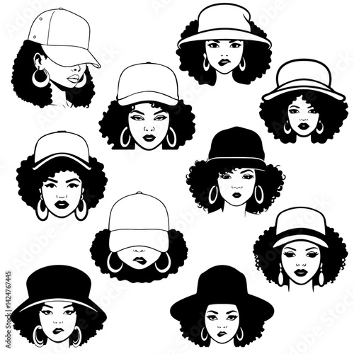 Mulher afro de boné