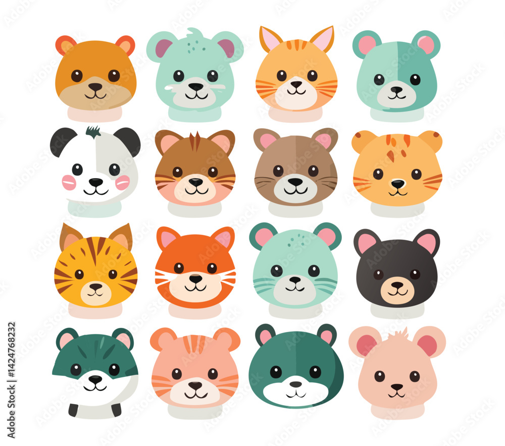 Simple Animal Face Icons Simple Animal Face Icons