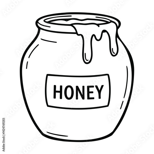 Honey Pot Line Art Illustration