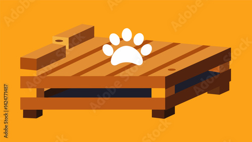 A dog bed made from repurposed wooden pallets adding a rustic and environmentallyfriendly touch to your home.. Vector illustration