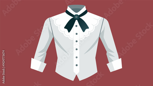 A billowy white shirt with lace cuffs and a cravat reminiscent of a Victorian gentlemans attire.. Vector illustration