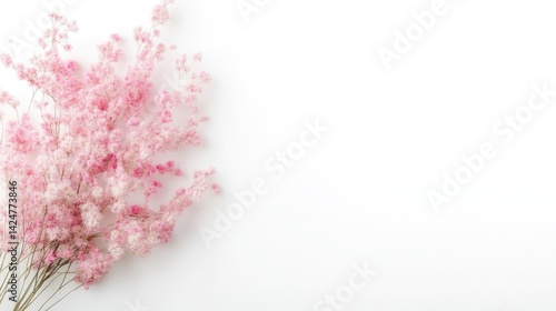 Delicate pink flowers on white background
