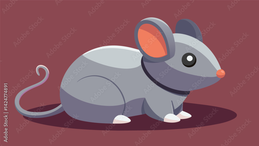 Fototapeta premium A sleek 3D printed mouse toy with customizable movement settings making it the perfect playmate for any energetic kitty.. Vector illustration