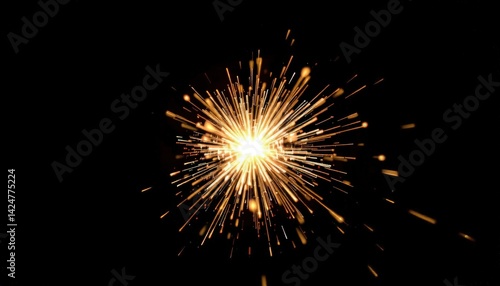 Wallpaper Mural A single pyrotechnic explosion illuminates the inky expanse above, scattering luminous spheres of blurred gold Torontodigital.ca