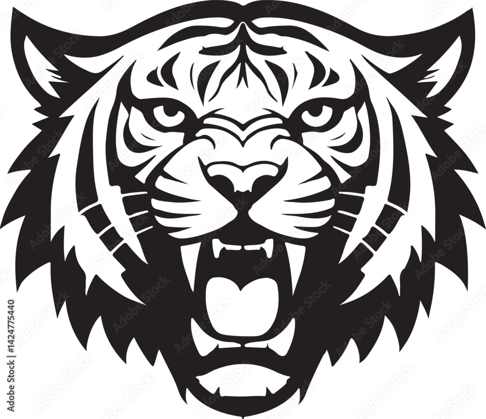 Obraz premium Roaring tiger head silhouette icon