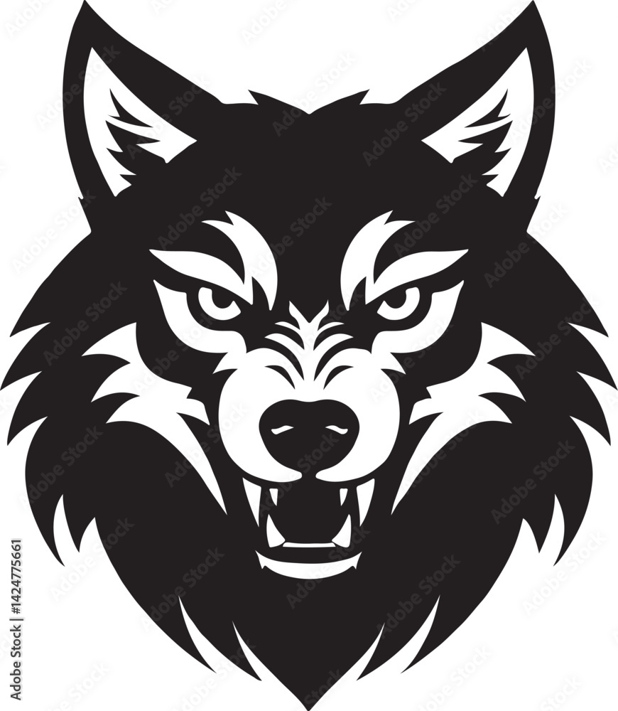 Naklejka premium Aggressive wolf head silhouette icon