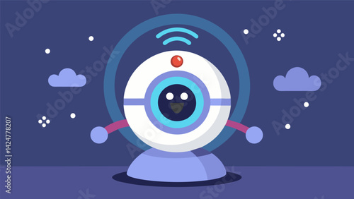 A hightech pet cam equipped with motion sensors alerting you if theres any nighttime trouble brewing.. Vector illustration