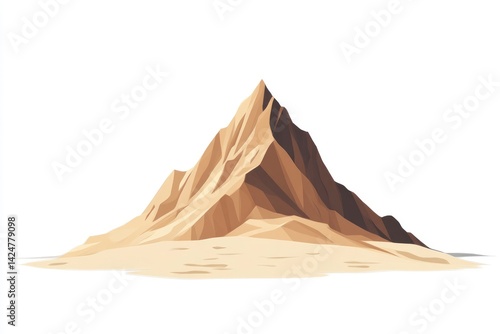 Isolated Mountain Peak Desert Landscape Geometric Illustration