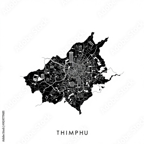 Black and white map of the city area create with generative ai