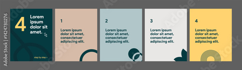 instagram carousel slider social media banner template step by step inspirational quotes poster yellow dark green brown color banner design flat minimal post templates vector illustration background