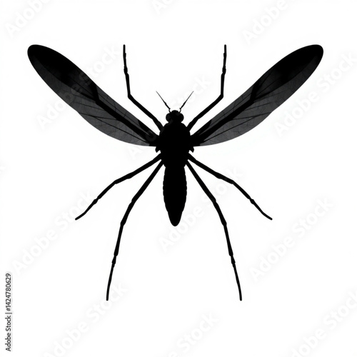 Silhouette of a mosquito with wings create with generative ai