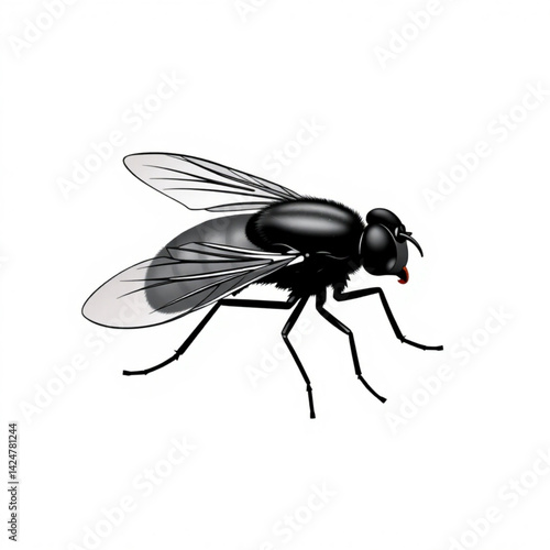 Illustration of a black fly insect create with generative ai