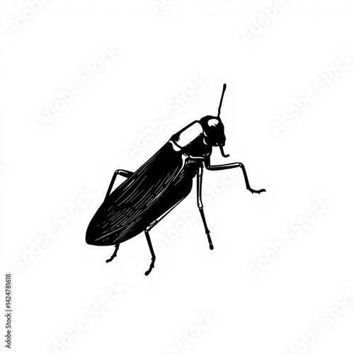 Illustration of a black beetle insect create with generative ai