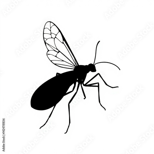 Silhouette of a winged insect vector create with generative ai