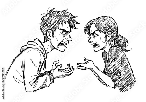 Couple Expressing Anger Arguing In a Heated Discussion, Relationship Problems, Conflict, For Articles or Therapy Content