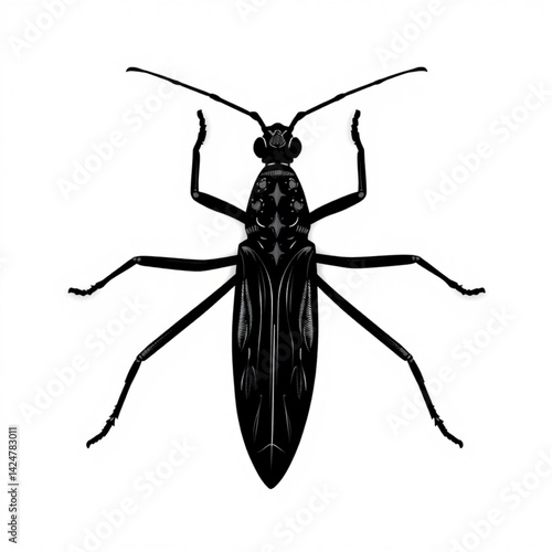 Illustration of a black beetle insect create with generative ai