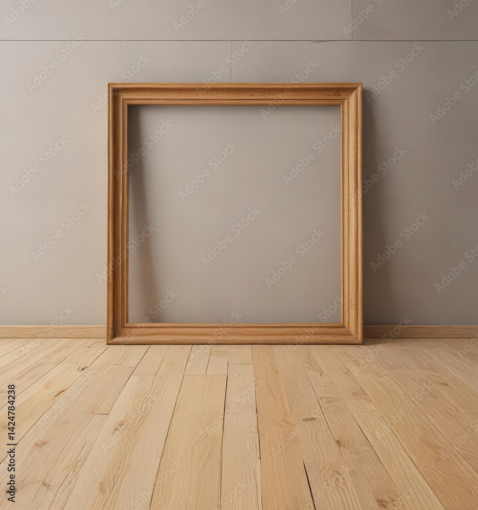 Clean wooden frame on light wood floor Ideal for design showcase , home, light wood Clean wooden frame on light wood floor Ideal for design showcase , home, light wood
