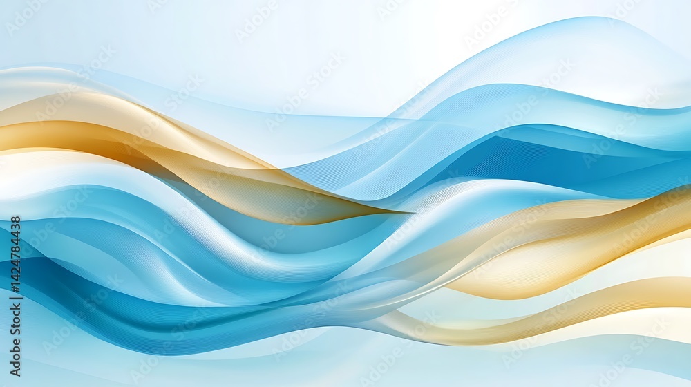 Obraz premium Abstract Blue Gold Waves Background.
