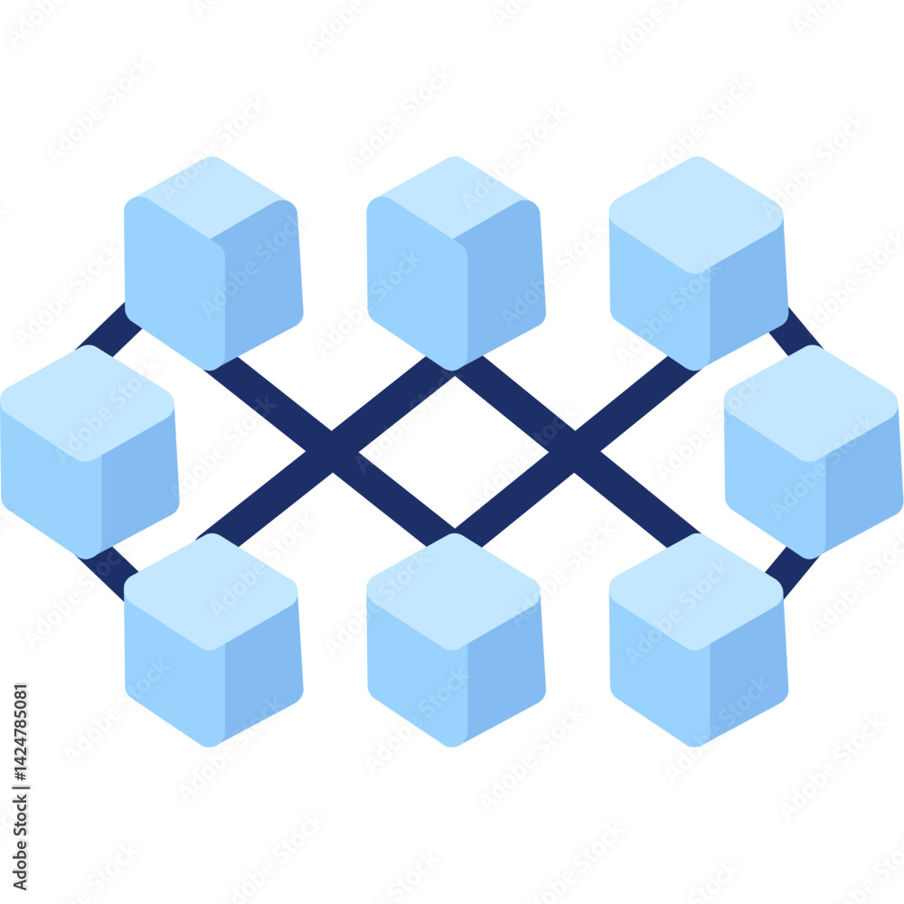 Obraz premium Blockchain Flat Icon