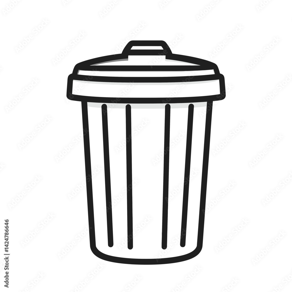 Minimalist single line illustration of a trash can symbolizing waste disposal and sustainability practices in urban settings Minimalist single line illustration of a trash can symbolizing waste disposal and sustainability practices in urban settings