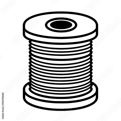 Wire spool minimalist design representation featuring a single line art depiction for modern aesthetics and simplicity