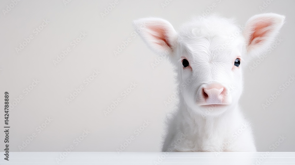 Fototapeta premium Adorable, fluffy, white lamb
