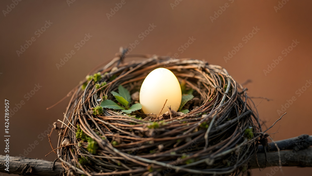 Delicate Bird's Nest with a Single Egg Nature's Perfect Cradle Delicate Bird's Nest with a Single Egg Nature's Perfect Cradle