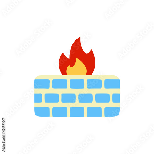 Colorful firewall icon representing network security and protection against cyber threats