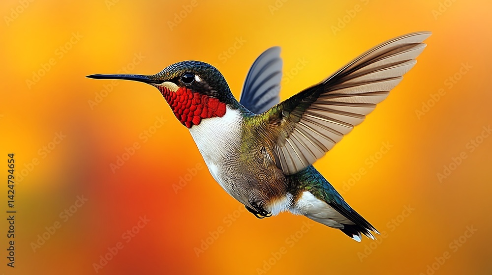 Fototapeta premium Vibrant hummingbird in flight