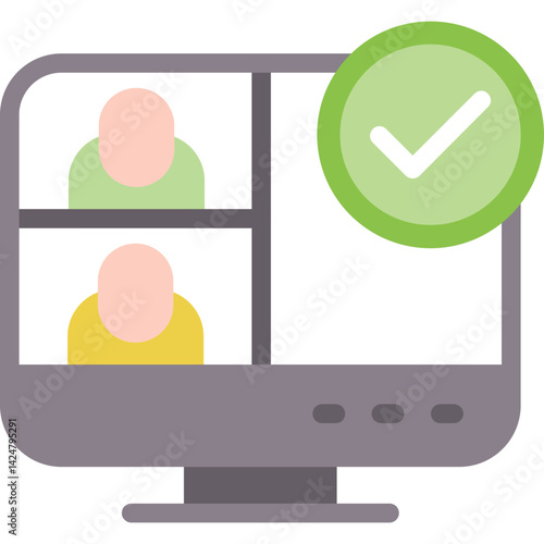 Virtual Meeting, online conference, digital meeting, video chat, remote meeting, remote work, Zoom meeting, virtual team, online collaboration, teleconferencing Flat Icon