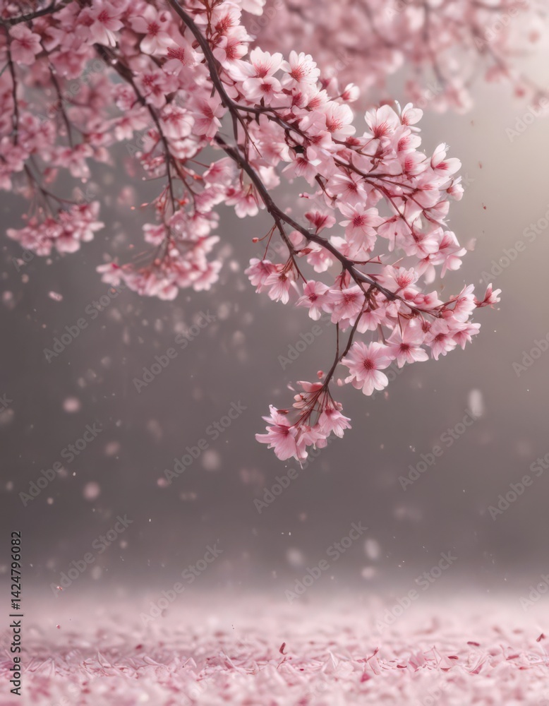 Delicate pink sakura petals drift down, soft focus background , pink petals, blurred Delicate pink sakura petals drift down, soft focus background , pink petals, blurred
