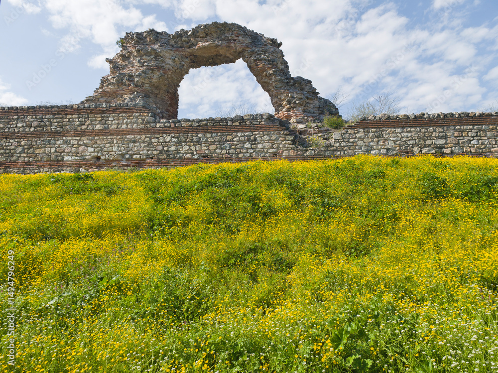 Ruins of Roman fortifications in a town of Hisarya, Bulgaria