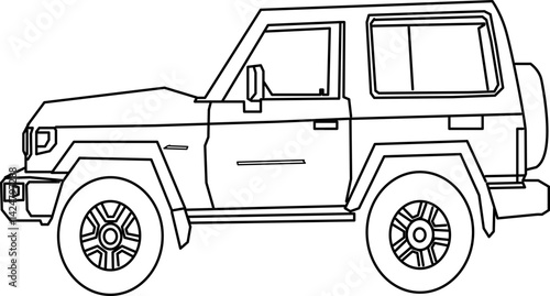 illustration of classic car design in blue without color