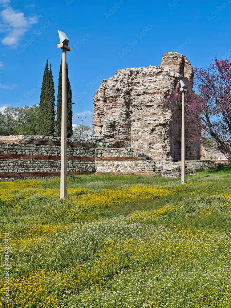 Ruins of Roman fortifications in a town of Hisarya, Bulgaria