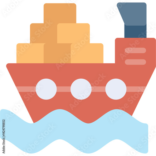 Cargo Ship Flat Icon
