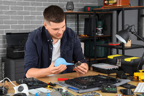 Male technician with enema ...