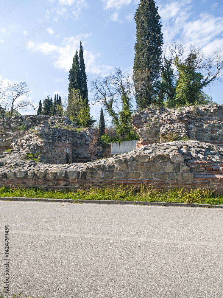 Ruins of Roman fortifications in a town of Hisarya, Bulgaria