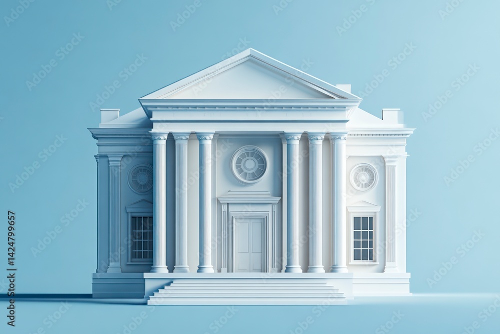 Obraz premium Classical Architecture with Pillars and Symmetry A Minimalist Design for Modern Applications