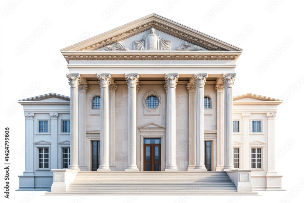 Obraz premium Classical Architecture with Grand Columns and Triangular Pediment Ideal for Historical Cultur