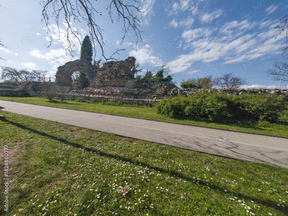 Ruins of Roman fortifications in a town of Hisarya, Bulgaria