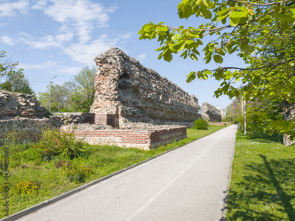 Ruins of Roman fortifications in a town of Hisarya, Bulgaria